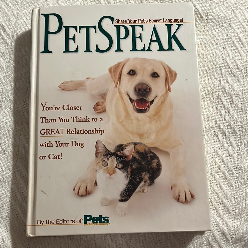 PetSpeak Hard Cover Book - White Cover with Green Text - 485 Pages